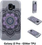 Uniek motief Glitter flower TPU Achterkant voor Samsung Galaxy J2 Pro (J2 Pro)- 8719273282892