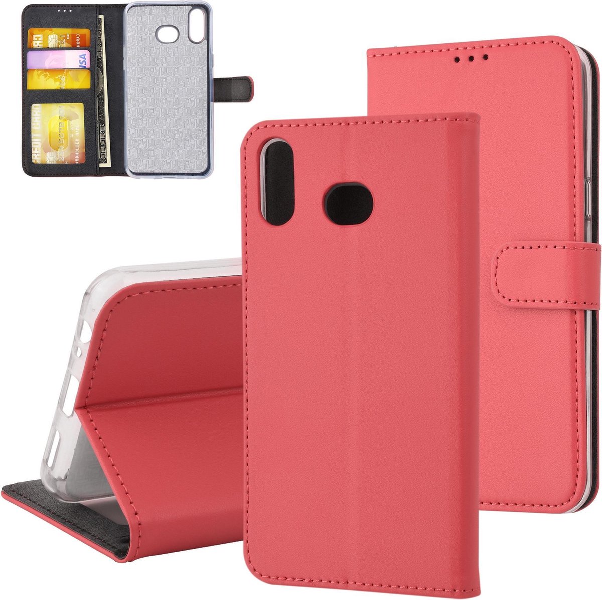 Rood hoesje Samsung Galaxy A6s - Book Case - Pasjeshouder - Magneetsluiting