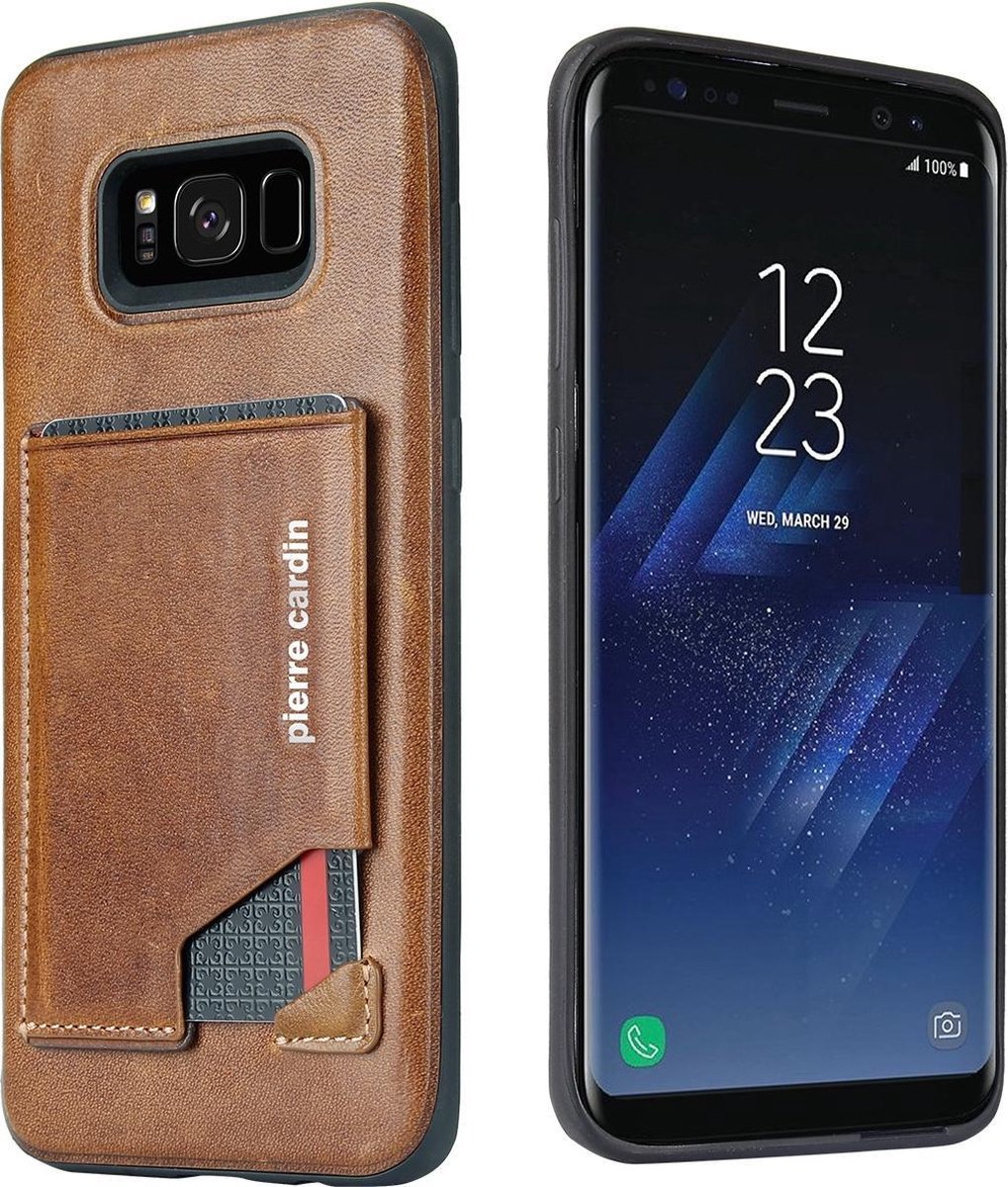 Bruin hoesje Pierre Cardin - Backcover - Stijlvol - Leer - voor de Galaxy S8 Plus - Luxe cover