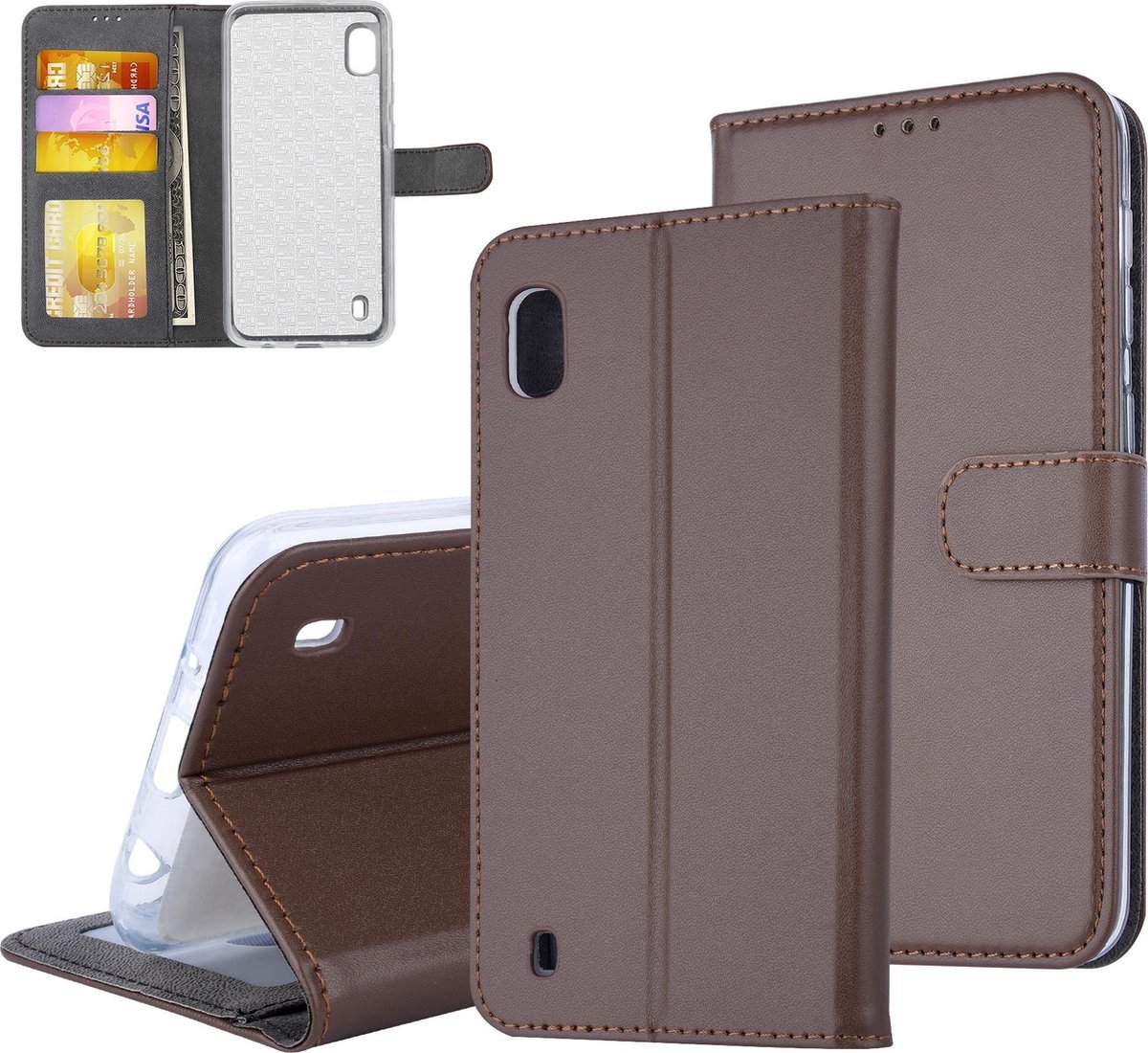 Bruin hoesje Samsung Galaxy A10 (2019) Book Case - Pasjeshouder - Magneetsluiting (A105F)