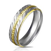 Ring Dames - Ringen Dames - Ringen Mannen - Ringen Vrouwen - Zilverkleurig - Ring - Ringen - Heren Ring - Ring Heren - Goudkleurig Detail - Tire