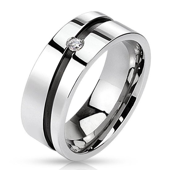 Ring Dames - Ring - Zilver Kleurig - Zilveren Kleur - Ring - Met Middenstuk - Diono
