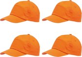 Voordelige oranje pet voor volwassenen 4 stuks - One size - Koningsdag/Oranje supporter artikelen