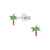 Joy|S - Zilveren palmboom oorbellen 6 mm