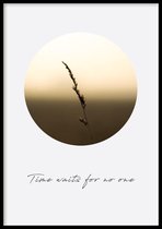 Poster Time waits- 30x40cm met Fotolijst – Quote Poster – Ingelijst