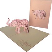 pop-up roze olifant kaart wenskaart felicitatie kaart valentijnskaart ansichtkaarten