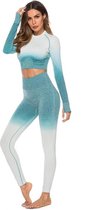 Flow Long Sleeve Crop Top - Groen-Wit