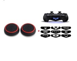 Joystick Grip Cap-Thumb Grips(voor 1X controller set van 2) voor PS 3-4 en Xbox Zwart met Rode circel met willekeurige Licht Cover Bar Sticker Voor PS4