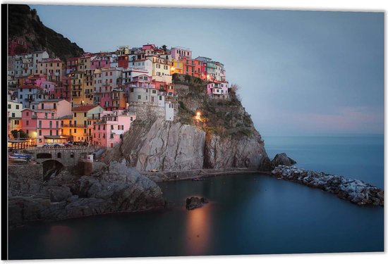 Dibond –Nationaal Park Cinque Terre - Italië – 40x30 Foto op Aluminium (Wanddecoratie van metaal)