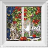 Artstudioclub®  borduurpakketten volwassenen Kat op de vensterbank 2 41 × 41