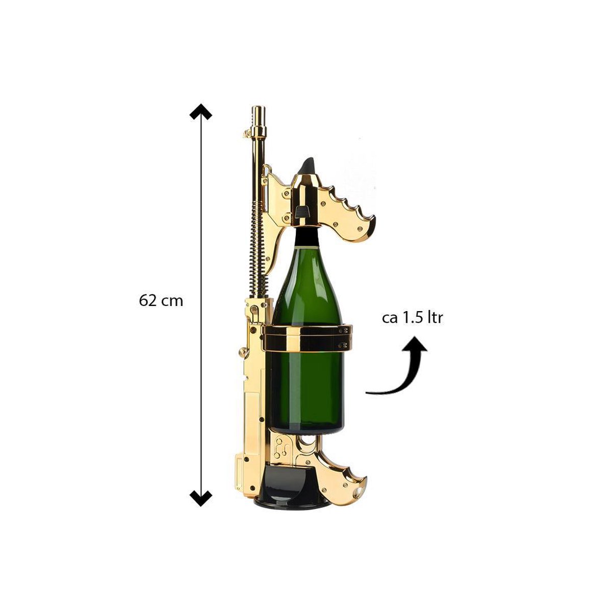 Champagne gun pistool - Luxe champagne gadgets - Goud - 1,5 liter