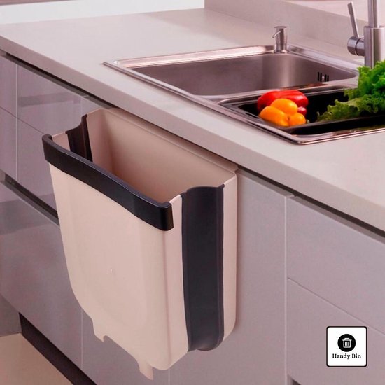 Nautisch beton Ijdelheid Handy Bin - Afvalbakje aanrecht - Uitschuifbaar - Keuken prullenbak - BEIGE  | bol.com