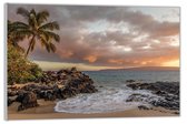 Acrylglas –Hawaï Strand met Ondergaande Zon– 120x80 (Wanddecoratie op Acrylglas)