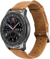 Smartwatch bandje - Geschikt voor Samsung Galaxy Watch 3 45mm, Gear S3, Huawei Watch GT 2 46mm, Garmin Vivoactive 4, 22mm horlogebandje - Leer - Fungus - Vintage - Licht bruin