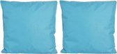Set van 2x stuks bank/Sier kussens voor binnen en buiten in de kleur lichtblauw 45 x 45 cm - Tuin/huis kussens