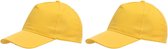 Gele baseballcap 5-panel voor volwassenen met klittenbandsluiting 2 stuks
