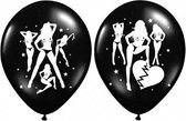 12x Stuks zwarte ballonnen met sexy dames thema - Feestartikelen en versiering