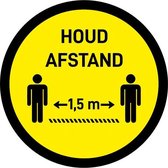 Waarschuwingssticker - houd afstand - rond - 300 mm - vloersticker - antislip - UV bestendig - COVID-19 - Corona