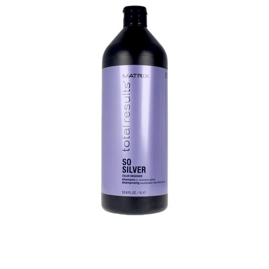Matrix Total Results So Silver shampooing, flacon lilas clair avec bouchon noir, 1L.