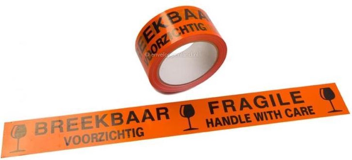 genetisch breedte alcohol Tape Breekbaar/Fragile Oranje - Breekbaar Voorzichtig - Fragile Handel With  Care - 6... | bol.com