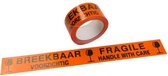 Tape Breekbaar/Fragile Oranje - Breekbaar Voorzichtig - Fragile Handel With Care - 6 rollen - 60 meter