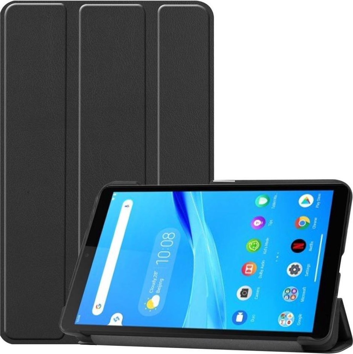 Lenovo Tab M7 Case TriFold Book Case avec support Zwart