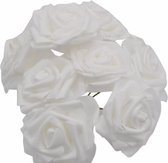 25 Witte Foam Rozen - Sierbloemen - Kunstbloemen - Decoratie - Bruidsboeket - Corsage -  Ø 8 cm, Lengte 16 cm - Wit