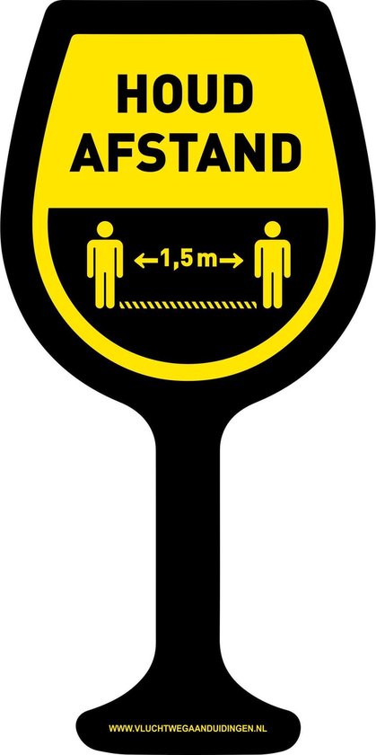 Houd afstand - wijn - 300 mm - antislip - supergrip - COVID-19 - Corona - Waarschuwings vloersticker