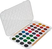 Hobby/knutsel waterverf/aquarel in met 2 kwasten 36 kleuren voor kids - Hobby/knutselmateriaal - Schilderij maken - Verf op waterbasis - Verschillende kleuren