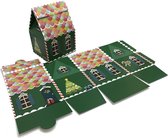 Presentdoosje Kersthuisje groen: 10,5x8,5x15cm (10 stuks)