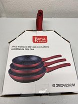 Set van 3 Royal Swiss koekenpannen stenen coating Rood