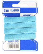 gekleurd blauwe kaart elastiek 3 meter 10 mm breed, kookecht, licht blauw