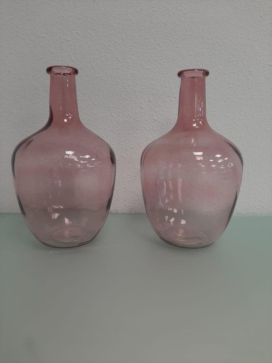 roze glazen vaas 2 stuks | bol.com