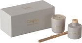 J-Line - Geurkaars + Geurolie Complice Wax Beige/Goud-16u - Giftset - cadeau Tip