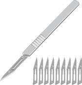 Scalpel - Hobbymes - Scalpel mesjes - Roestvrijstaal Hobbymes - Precisie Gereedschap - Met 10 mesjes - Zilver - Model 1
