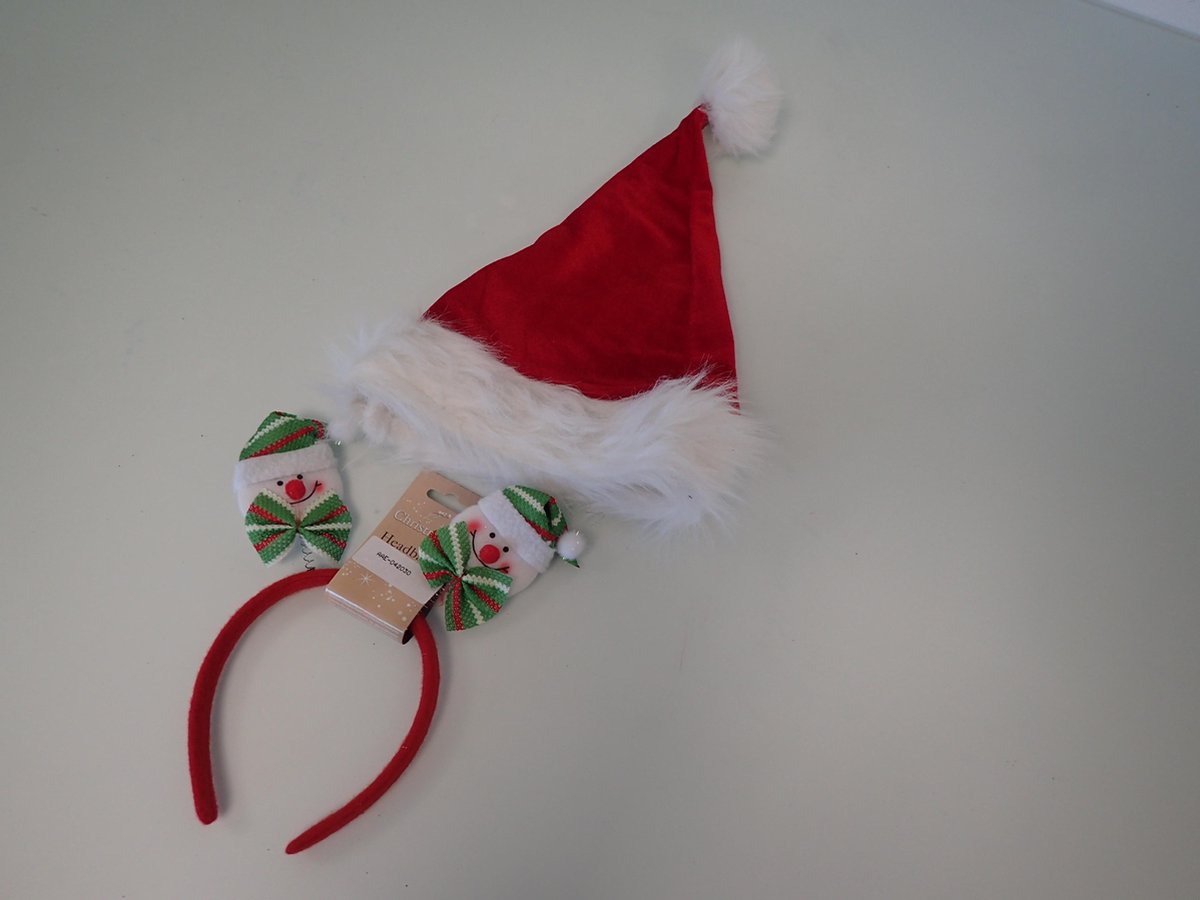 Kerstmis accessoire set (kerstmuts + diadeem)
