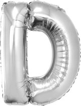 Grote folie ballon letter D Zilver