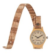 Dames horloge bamboe hout I VEGAN  SMALL Double kurk blok I TiMEBOO ®