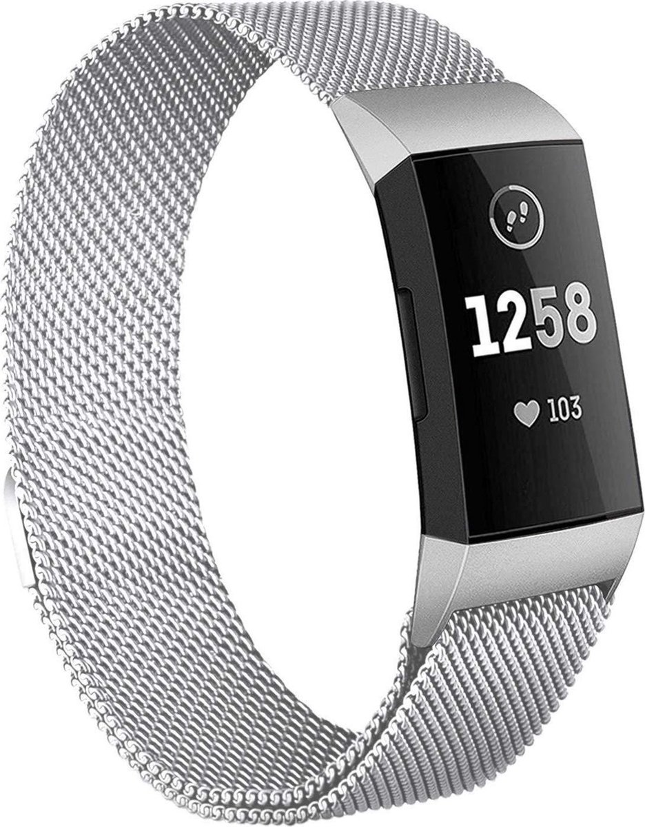 Bandje geschikt voor Fitbit Charge 4 - Zilver Milanese Band