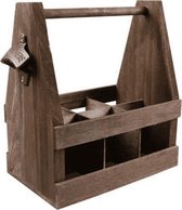 Bierverpakking - Draagtray - Hout - 6 flessen - 25x16x28.5cm - bruin - 1 stuks