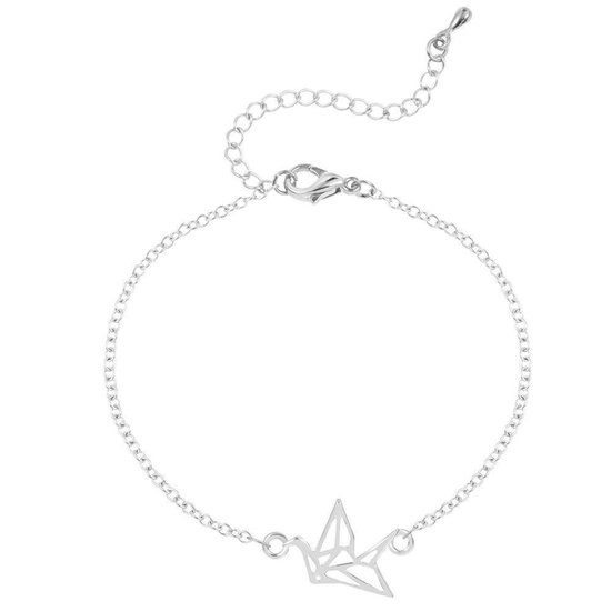 24/7 Jewelry Collection Origami Kraan Vogel Armband - Kraanvogel - Glanzend - Zilverkleurig