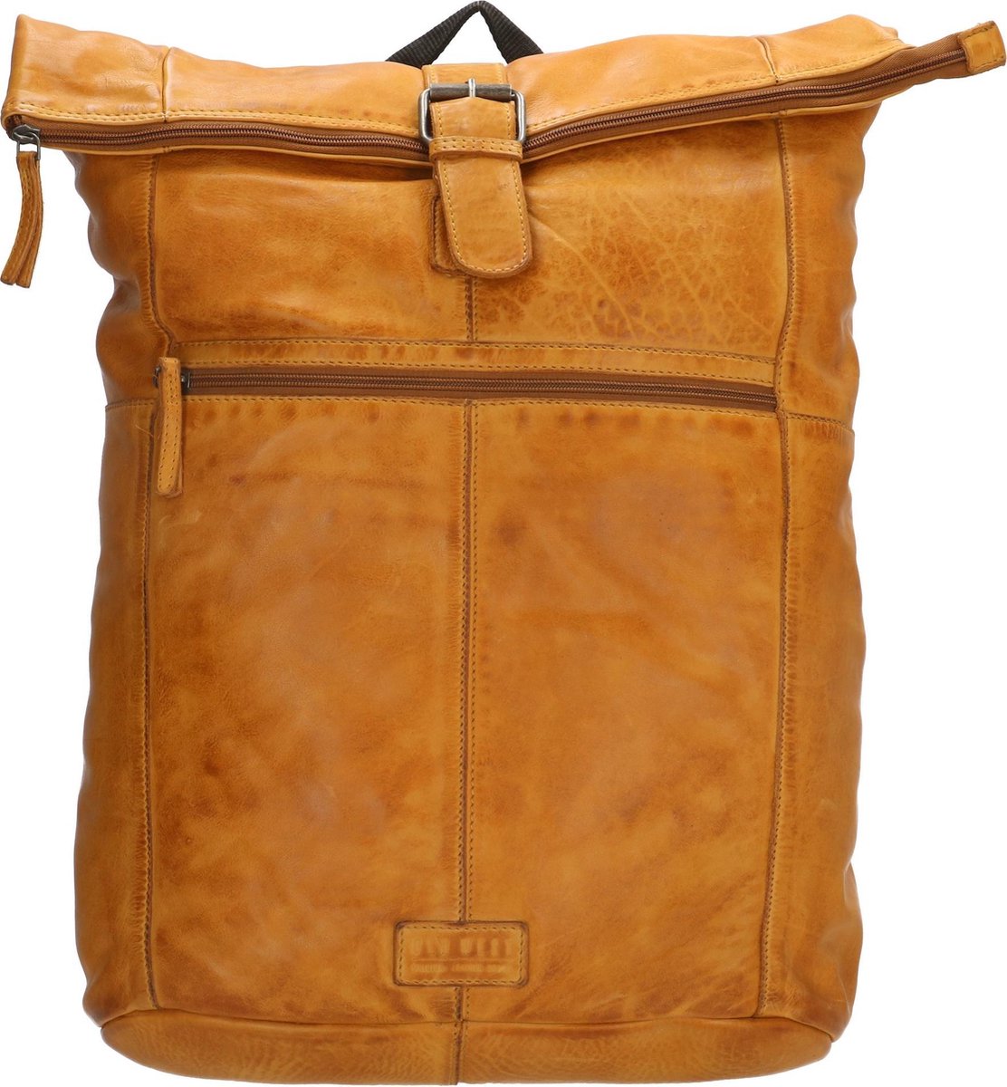 Old West Paint Rock Leren Rolltop Rugtas 15,6 inch - Oker Geel