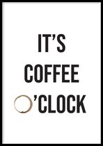Poster Koffie O’ Clock - 30x40cm met Fotolijst – Keuken Poster – Ingelijst