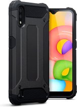 Samsung Galaxy A01 hoesje, Dubbel gelaagde pantsercase, Zwart | GSM Hoesje / Telefoonhoesje Geschikt Voor: Samsung Galaxy A01
