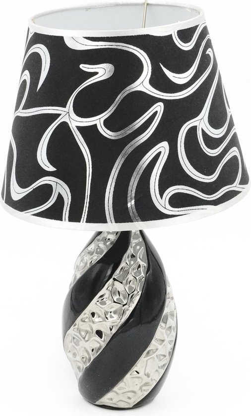 Tafellamp / Decoratielamp - Keramiek - Zwart Met Zilver