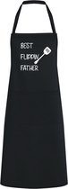 Keukenschort Best Flippin Father - One Size - Zwart - vaderdag cadeau - papa cadeau - cadeau voor hem - cadeau voor vader - keukenschort met tekst