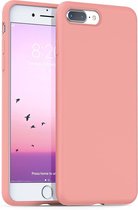 Silicone case geschikt voor Apple iPhone 8 Plus / 7 Plus - roze met Privacy Glas