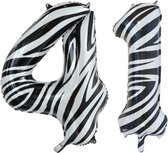 Folieballon 41 jaar zebra 86cm