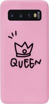 ADEL Siliconen Back Cover Softcase Hoesje Geschikt voor Samsung Galaxy S10 Plus - Queen Roze