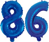 Folieballon 86 jaar blauw 86cm